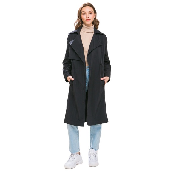 Black Lightweight Trench Coat W/Toggle Detail NWT - (#0159) - Picture 1 of 1